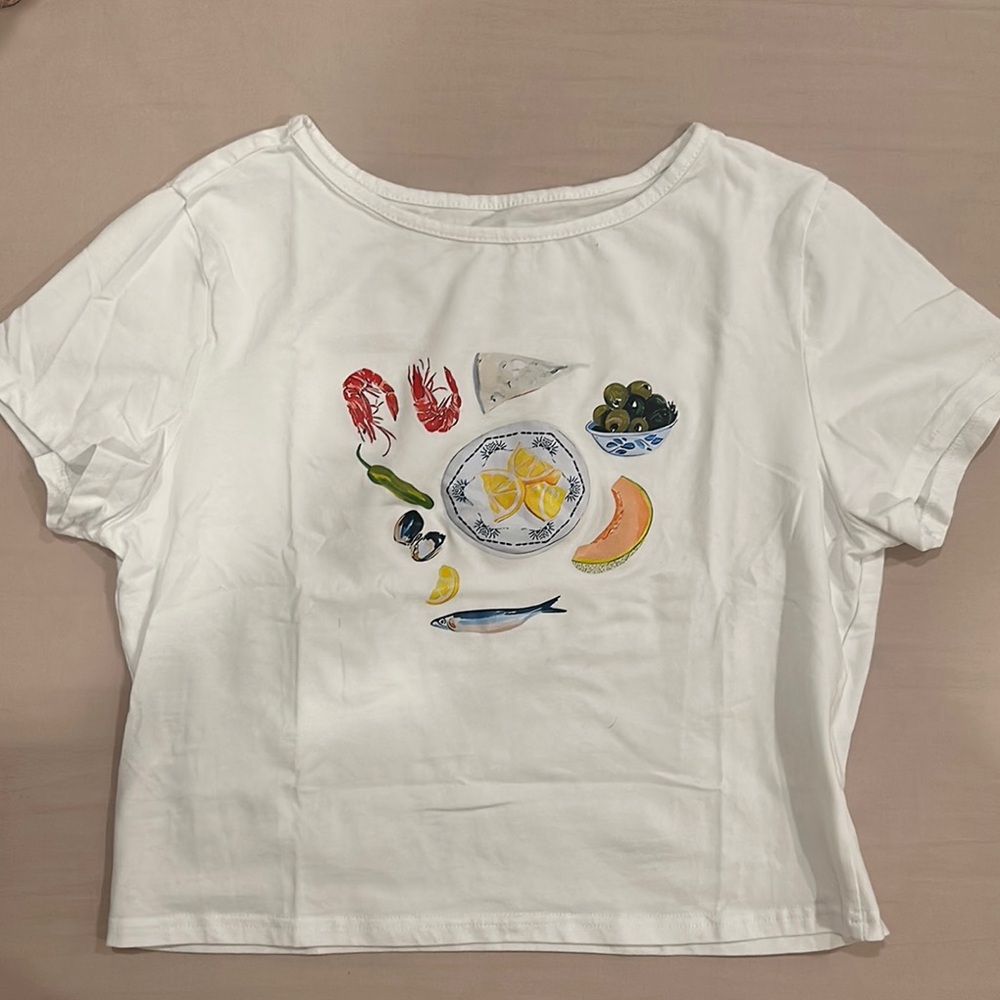 White Graphic Women's Top